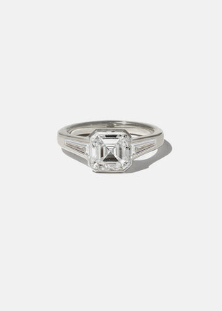 3.0ct Three Stones Asscher Moissanite Diamond Engagement Ring With Eternity Wedding Band