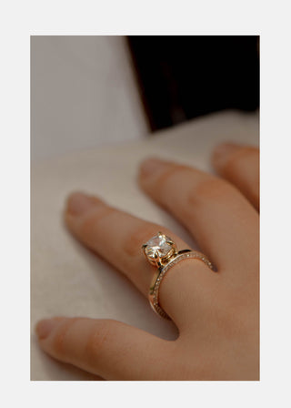 2.0ct Round Floating Diamond Pave Engagement Ring With Wedding Band