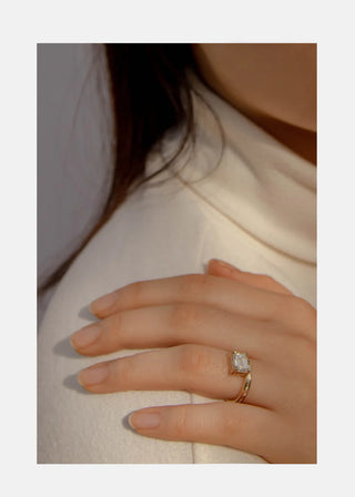 2.50ct Emerald Floating Diamond Pave Engagement Ring With Wedding Band