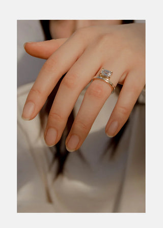 2.50ct Emerald Floating Diamond Pave Engagement Ring With Wedding Band