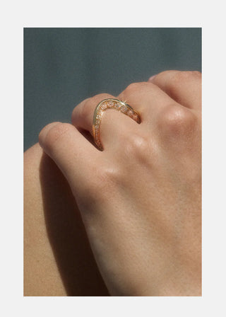 1.50ct Pear Floating Diamond Curved Band Unique Engagement Ring With Wedding Pave Band