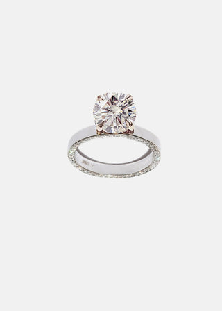 2.0ct Round Floating Diamond Pave Engagement Ring With Wedding Band