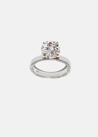 2.0ct Round Floating Diamond Pave Engagement Ring With Wedding Band