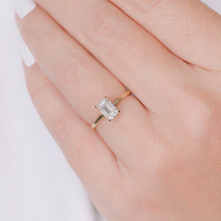 1.0ct Emerald Cut Moissanite Solitaire Diamond Engagement Ring