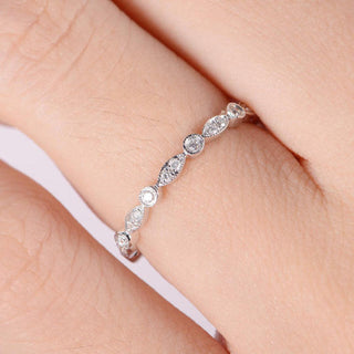 Round Brilliant Cut Full Eternity Matching Wedding Band