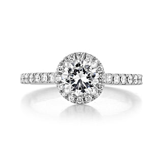 1.0ct Round Cut Halo Micro Prong Moissanite Engagement Ring