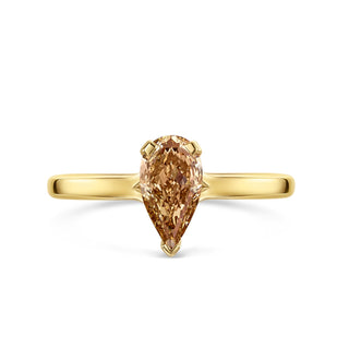 1.0ct brown pear moissanite ring,pear ring, pear engagement ring 