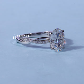 1.0CT Oval Cut Moissanite Diamond Infinity Pave Engagement Ring