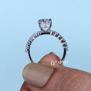 2.0CT Oval Cut Moissanite Diamond Hidden Halo Pave Engagement Ring