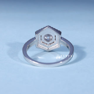 1.0CT Round Moissanite Diamond Halo Pave Engagement Ring