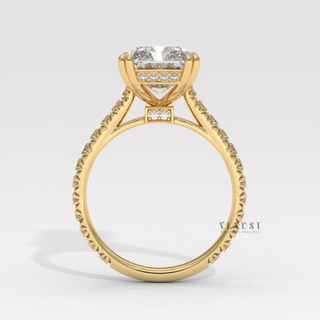4.0CT Radiant Cut Moissanite Diamond Pavé Engagement Ring