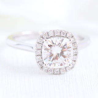 1.65CT Cushion Cut Moissanite Halo Bridal Engagement Ring Set