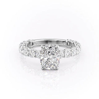 2.0CT Elongated Cushion Cut Hidden Halo Pave Moissanite Engagement Ring