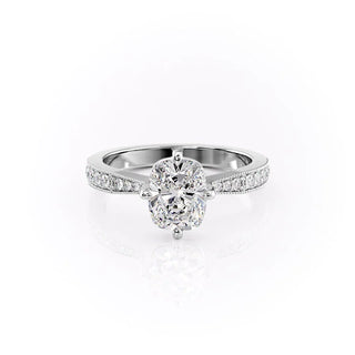 2.0CT Elongated Cushion Cut Solitaire Channel Pave Moissanite Engagement Ring