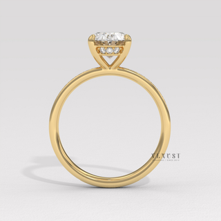1.0CT Oval Cut Moissanite Diamond Hidden Halo Pave Engagement Ring
