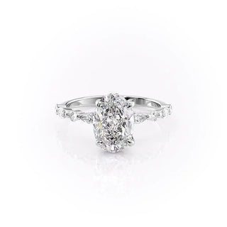 2.10 CT Oval Cut Pave Setting Moissanite Engagement Ring