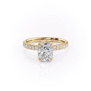 2.0CT Elongated Cushion Cut Hidden Halo Moissanite Engagement Ring