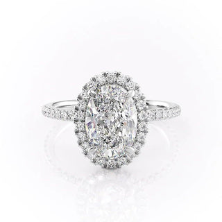 2.10 CT Oval Cut Halo Pave Setting Moissanite Engagement Ring