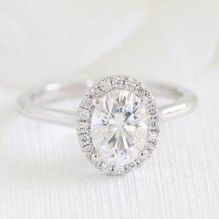 1.50CT Oval Cut Moissanite Halo Bridal Engagement Ring Set