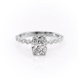 2.0CT Elongated Cushion Cut Hidden Halo Moissanite Engagement Ring