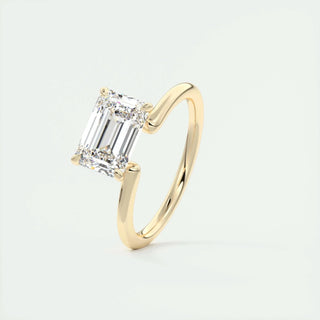 1.91CT Emerald Cut Solitaire Moissanite Engagement Ring