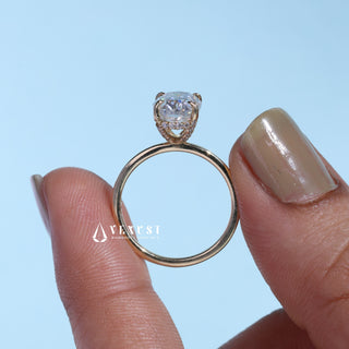 1.0CT Oval Cut Moissanite Diamond Hidden Halo Solitaire Engagement Ring