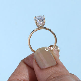 1.0CT Oval Cut Moissanite Diamond Hidden Halo Solitaire Engagement Ring