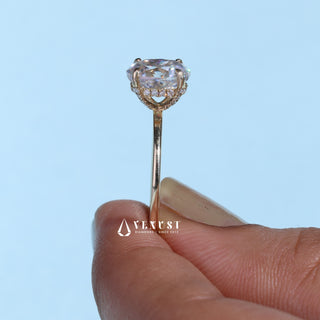 1.0CT Oval Cut Moissanite Diamond Hidden Halo Solitaire Engagement Ring