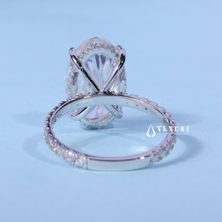 6.0CT Oval Cut Moissanite Diamond Hidden Halo Pave Engagement Ring