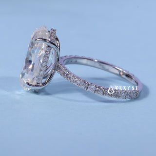 6.0CT Oval Cut Moissanite Diamond Hidden Halo Pave Engagement Ring