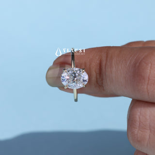 1.0CT Oval Cut Moissanite Diamond Hidden Halo Solitaire Engagement Ring