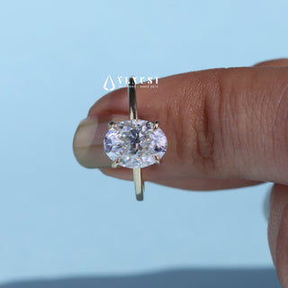 1.0CT Oval Cut Moissanite Diamond Hidden Halo Solitaire Engagement Ring