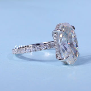 6.0CT Oval Cut Moissanite Diamond Hidden Halo Pave Engagement Ring