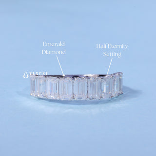 2.70 TCW Emerald Cut Moissanite Diamond Half Eternity Wedding Band