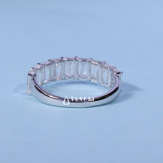 2.70 TCW Emerald Cut Moissanite Diamond Half Eternity Wedding Band