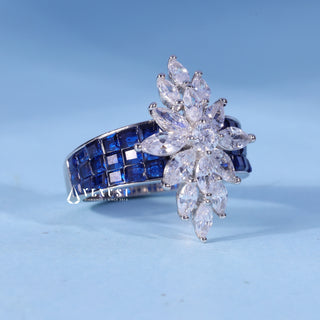 1.50CT Round & Marquise Moissanite Diamond Cluster Engagement Ring