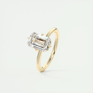 1.91CT Emerald Cut Solitaire Moissanite Engagement Ring