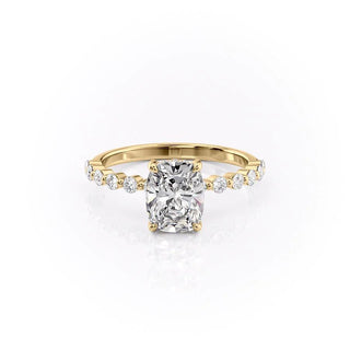 2.0CT Elongated Cushion Cut Hidden Halo Moissanite Engagement Ring