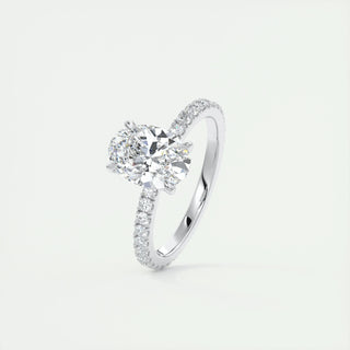 1.91 CT Oval Cut Solitaire Pave Moissanite Engagement Ring