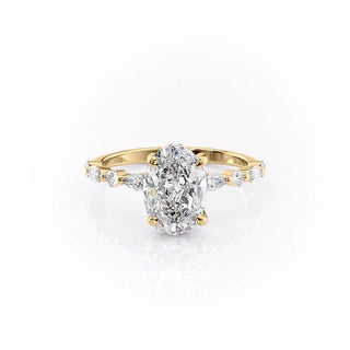 2.10 CT Oval Cut Pave Setting Moissanite Engagement Ring