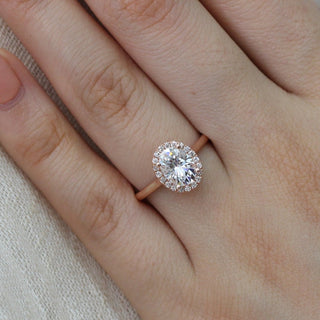 1.50CT Oval Cut Moissanite Halo Bridal Engagement Ring Set