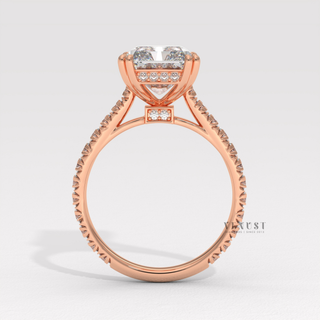 4.0CT Radiant Cut Moissanite Diamond Pavé Engagement Ring