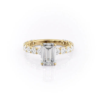 2.30 CT Emerald Cut Pave Setting Moissanite Engagement Ring