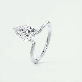 1.93 CT Pear Cut Solitaire Moissanite Engagement Ring