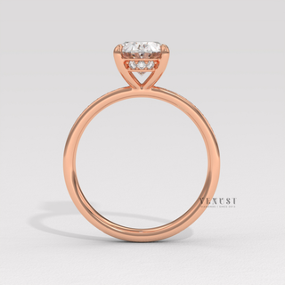 1.0CT Oval Cut Moissanite Diamond Hidden Halo Pave Engagement Ring