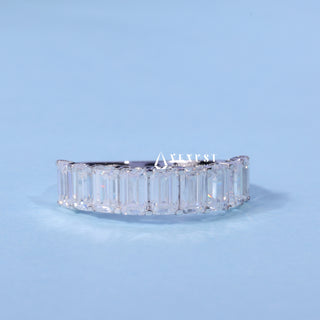 2.70 TCW Emerald Cut Moissanite Diamond Half Eternity Wedding Band