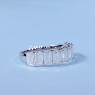 2.70 TCW Emerald Cut Moissanite Diamond Half Eternity Wedding Band
