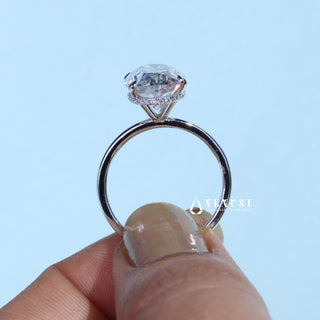 5.0CT Oval Cut Moissanite Diamond Hidden Halo Solitaire Engagement Ring