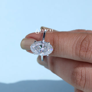5.0CT Oval Cut Moissanite Diamond Hidden Halo Solitaire Engagement Ring