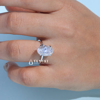 5.0CT Oval Cut Moissanite Diamond Hidden Halo Solitaire Engagement Ring